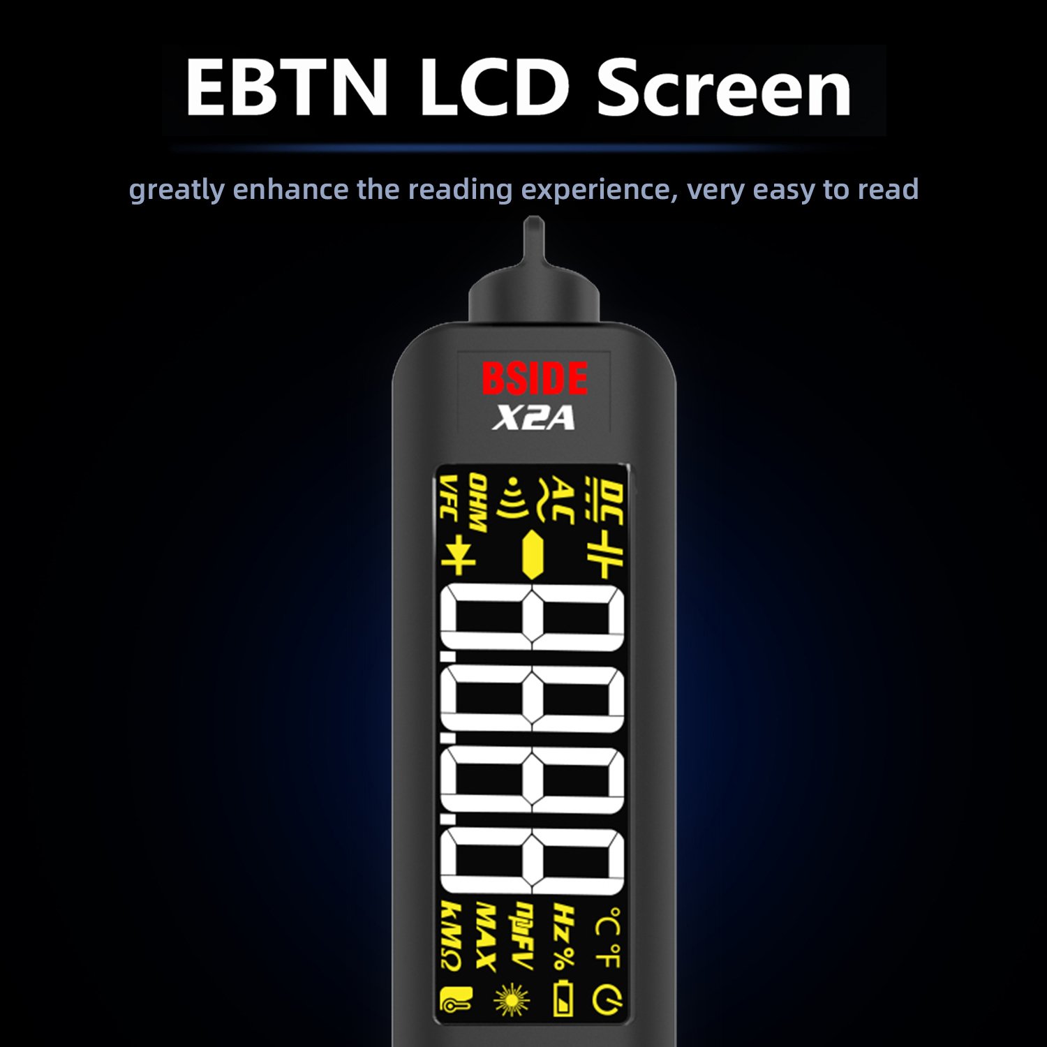New Arrival BSIDE X2A Digital Multimeter Voltage Tester Non-Contact Detector Capacitance VFC Diode Resistance Rechargeable