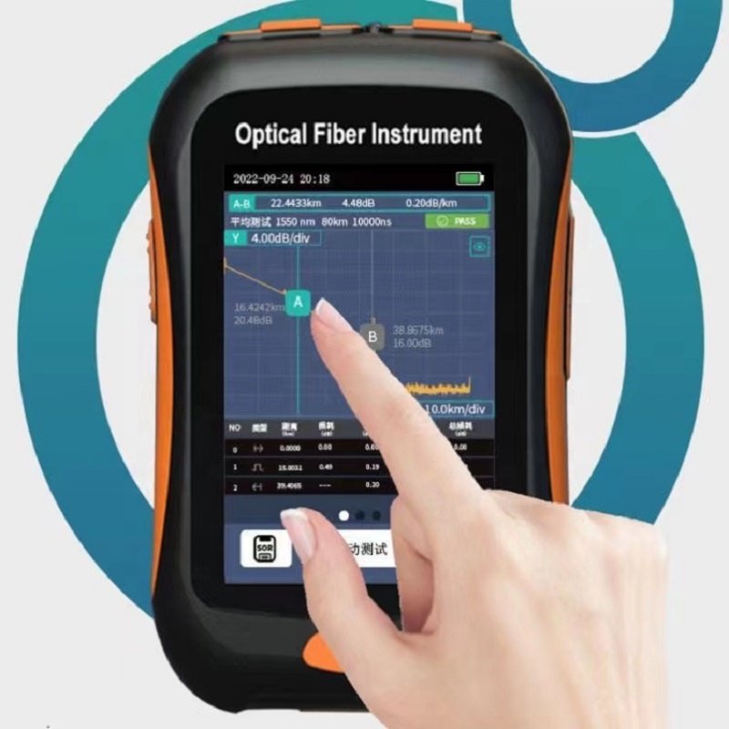 Handheld Touch Test Fiber Optic Reflectometer 1550nm 80km OTDR with SC/APC Connector for FTTx Use with VFL+OPM+LS+Event Map