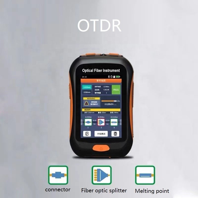 Handheld Touch Test Fiber Optic Reflectometer 1550nm 80km OTDR with SC/APC Connector for FTTx Use with VFL+OPM+LS+Event Map