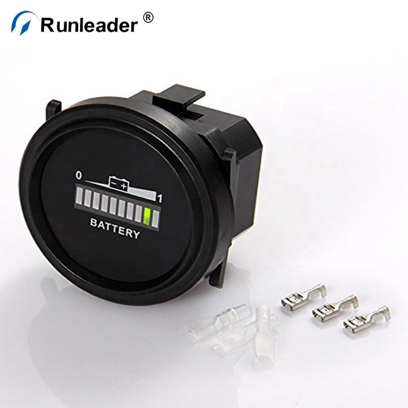 Runleader Round Lead-acid Battery Meter Charge Indicator Discharge Indicator Used For Forklift,Golf Carts,Truck,Car,Boat
