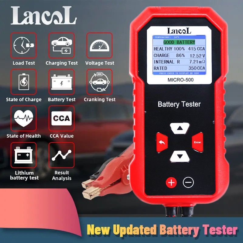 2024 New MICRO-500 12v 24v 40-3000CCA battery system tester diagnostic tool Automotive lithium battery detector Generate QR code