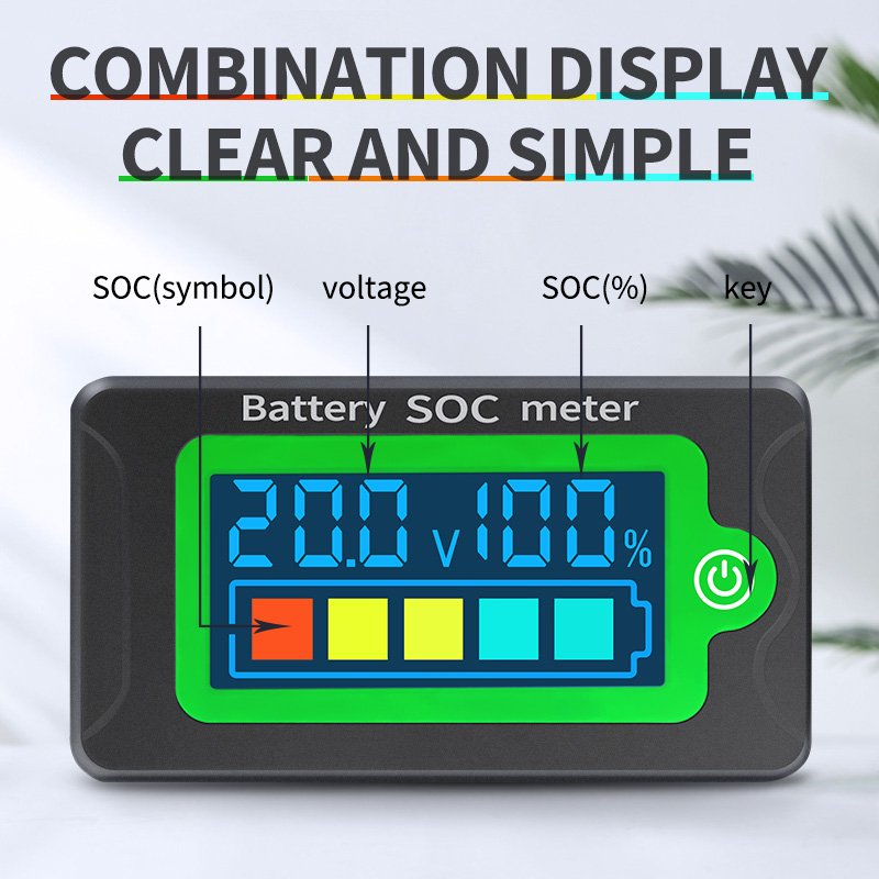 Peacefair PZEM-009 Waterproof 12V24V48V60V72V Lithium Battery Indicator SOC Tester Electricity Voltage Meter