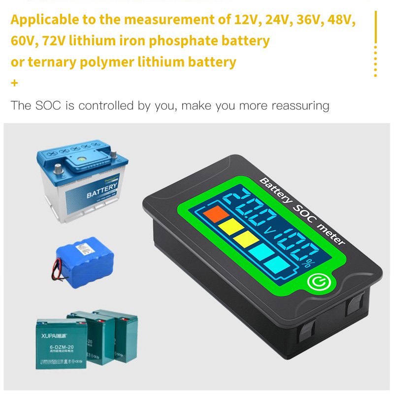 Peacefair PZEM-009 Waterproof 12V24V48V60V72V Lithium Battery Indicator SOC Tester Electricity Voltage Meter