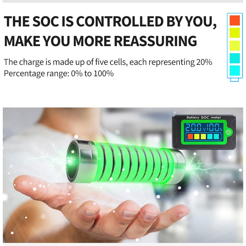 Peacefair PZEM-009 Waterproof 12V24V48V60V72V Lithium Battery Indicator SOC Tester Electricity Voltage Meter