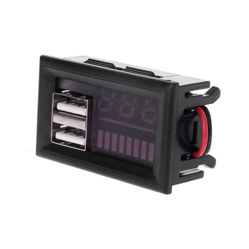 Red LED Digital Display Voltmeter Mini Battery Tester Panel for 12V Cars Motorcycles Vehicles USB 5V2A Output AC Power Supply