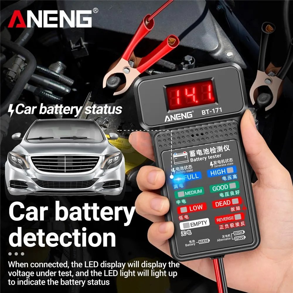 ANENG BT-171 Battery Tester Monitor Panel Gauge-Battery Status-Indicator 12V Car Electric Quantity Detector Diagnostic Tool