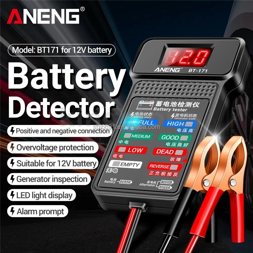 ANENG BT-171 Battery Tester Monitor Panel Gauge-Battery Status-Indicator 12V Car Electric Quantity Detector Diagnostic Tool