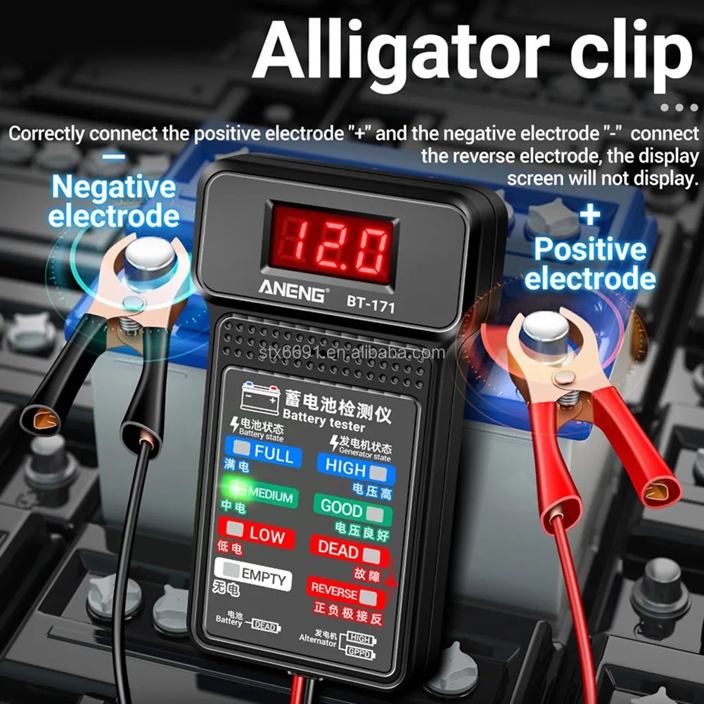 ANENG BT-171 Battery Tester Monitor Panel Gauge-Battery Status-Indicator 12V Car Electric Quantity Detector Diagnostic Tool