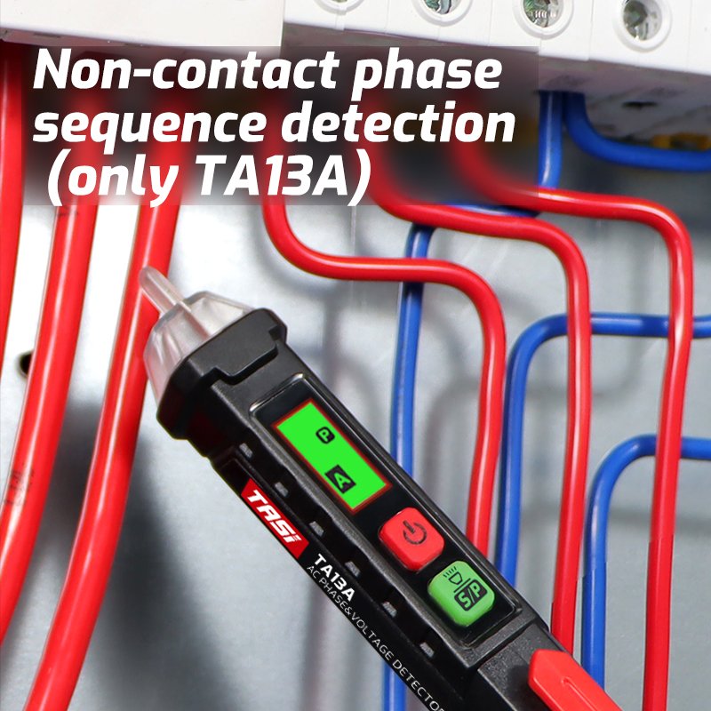 TASI TA13A 3 in 1 Non Contact Voltage Tester AC 12V-1000V Circuits Voltage Detector Phase Sequence Pen