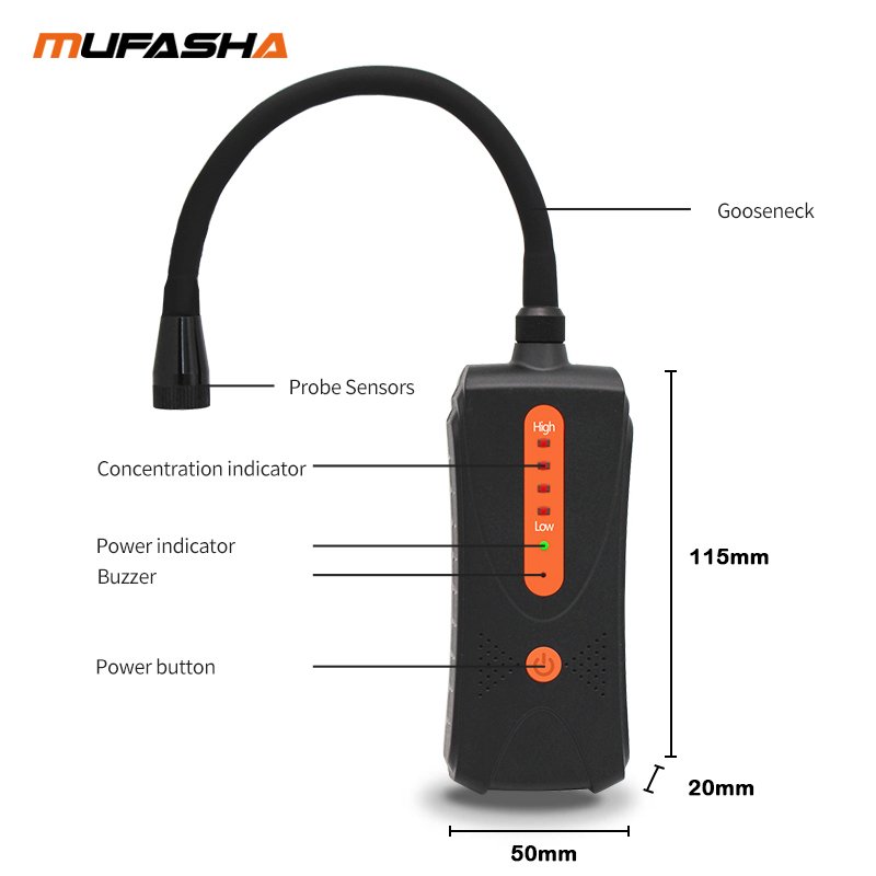 MUFASHA 80A portable combustible gas leak detector handheld flammable natural gas methane PPM analyzer meter sound light alarm