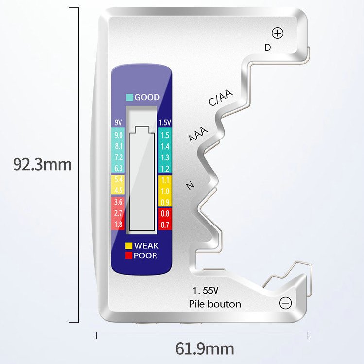 Digital Battery Tester Universal Battery Checker Small Battery Tester Detector Analyzer for AAA/AA/C/D/9V/11.5V Button Cell