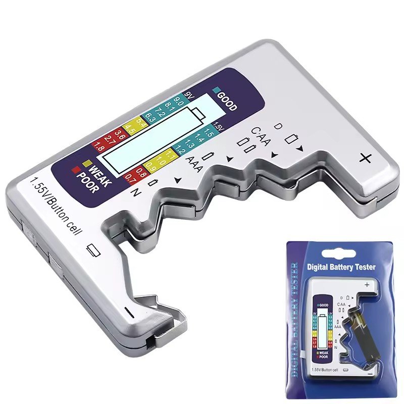 Digital Battery Tester LCD Display AA/AAA/9V/1.5V Coin Cell Battery Capacity Tester Check Load Analyzer Diagnostic Tool