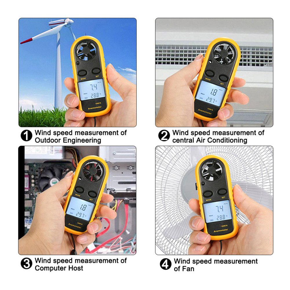 Hand-held Mini Digital LCD Wind Speed Meter Digital Anemometer for Measuring Wind Chill,Wind Speed and Temperature