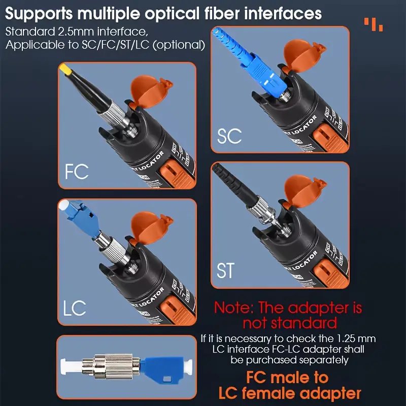 10MW Fiber Optic Cable Tester Pen - 10km Range, Red Light VFL for Visual Fault Detection, Battery-Powered