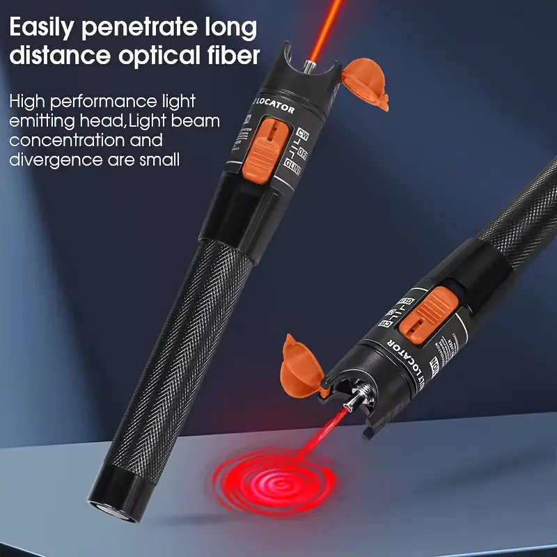 10MW Fiber Optic Cable Tester Pen - 10km Range, Red Light VFL for Visual Fault Detection, Battery-Powered