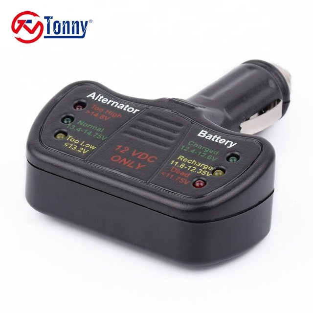 TONNY Black 12 Volt Battery/Alternator Tester & Analyzer Diagnostic Tools for All 12V Cars CE Certified