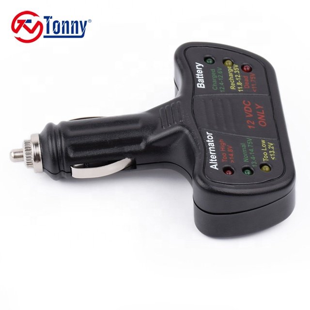 TONNY Black 12 Volt Battery/Alternator Tester & Analyzer Diagnostic Tools for All 12V Cars CE Certified