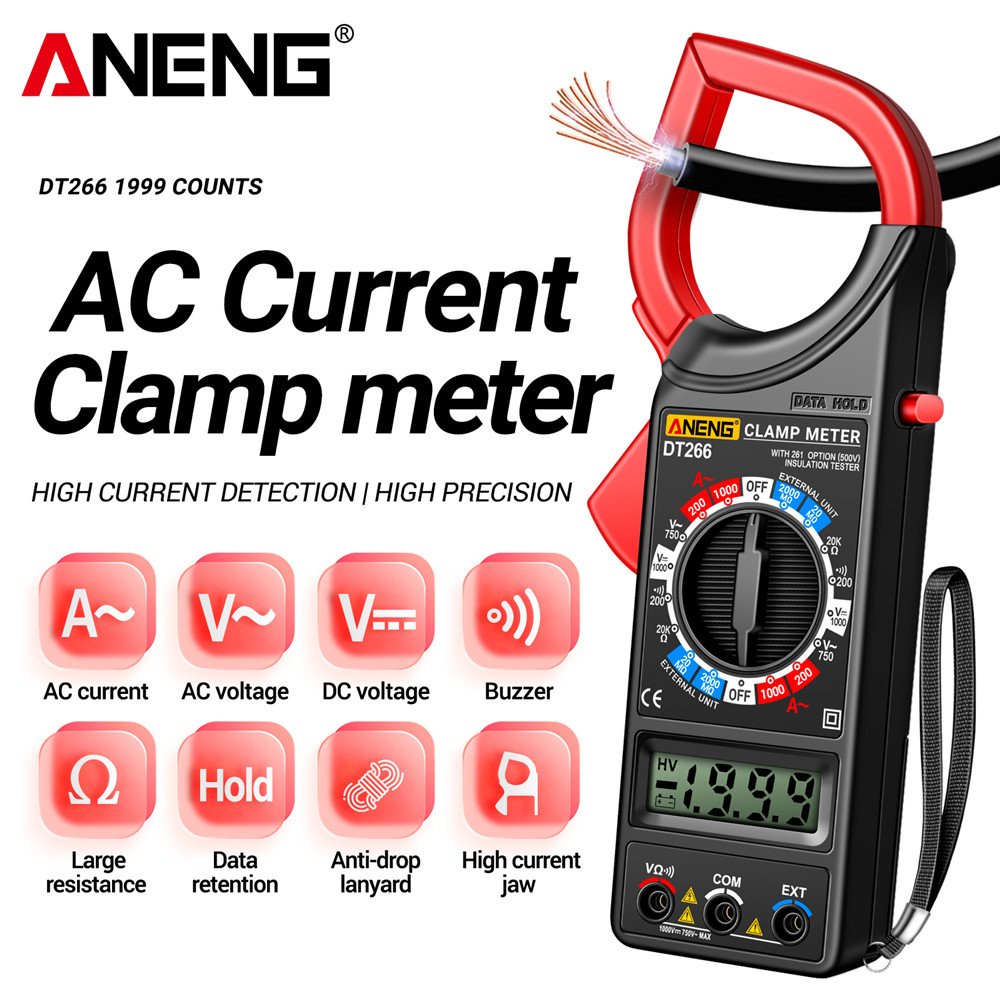 ANENG DT266-8 Smart Clamp Meter 2000 Resistance Test 1999 Counts Digital Professional High Precision Current Detection Tools