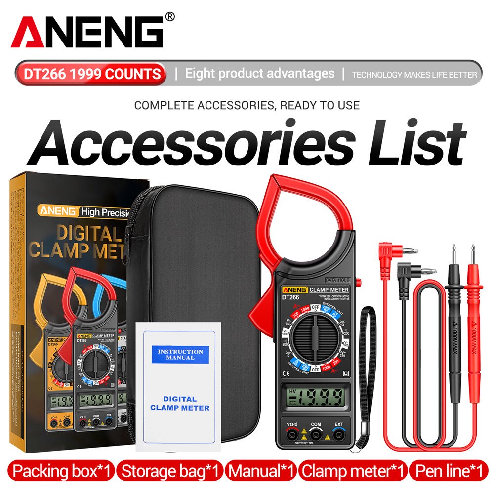 ANENG DT266-8 Smart Clamp Meter 2000 Resistance Test 1999 Counts Digital Professional High Precision Current Detection Tools