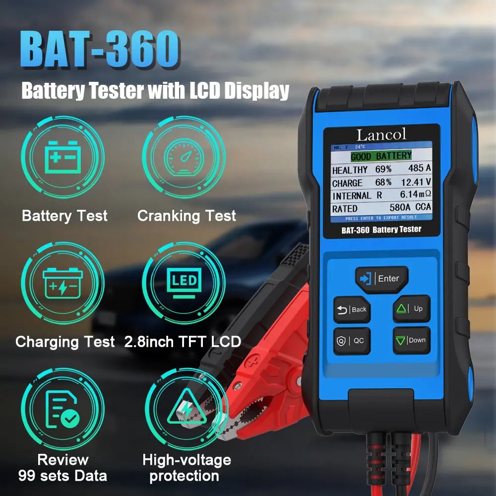 New Lancol BAT-360 Strong Clamp Car CCA Analyzer Suitable For 12V LifePO Battery Tester
