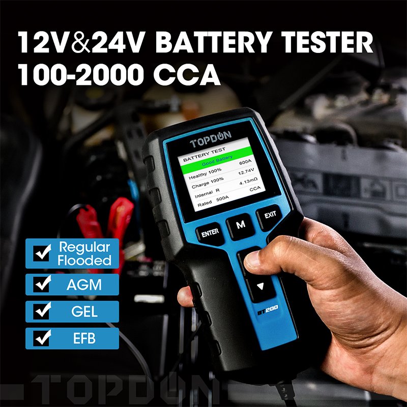 TOPDON BT200 Shenzhen Professional Portable Battery Tester Analyzer High Quality Car And Inverter Byke Battery Tester