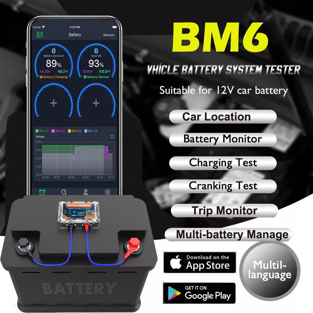 New BM6 Bluetooth Mobile Phone App Battery Monitor for 12v Car Battery Effective Battery Tester