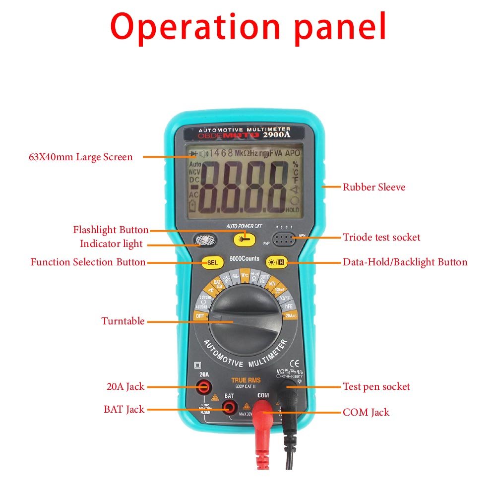 Digital Multimeter with Case, DC AC Voltmeter, Ohm Volt Amp Test Meter and Continuity Test Diode Voltage Tester for Household