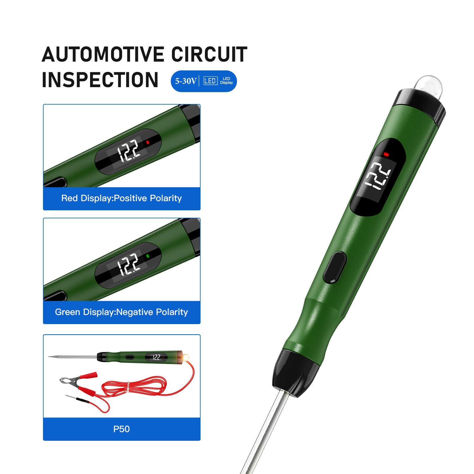 5-30V Universal LCD Digital Car Circuit Tester Power Probe Automotive Diagnostic Tool Electrical Light Fuse Voltage Test Pen