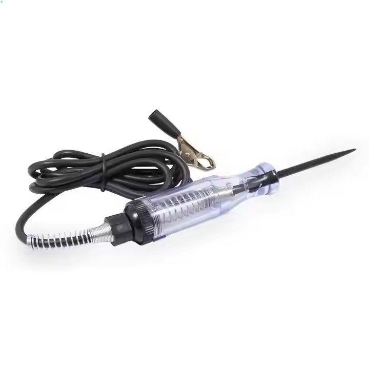 Car battery 6V-12V-24V spring test pen length 1.2m DC transparent test pen black