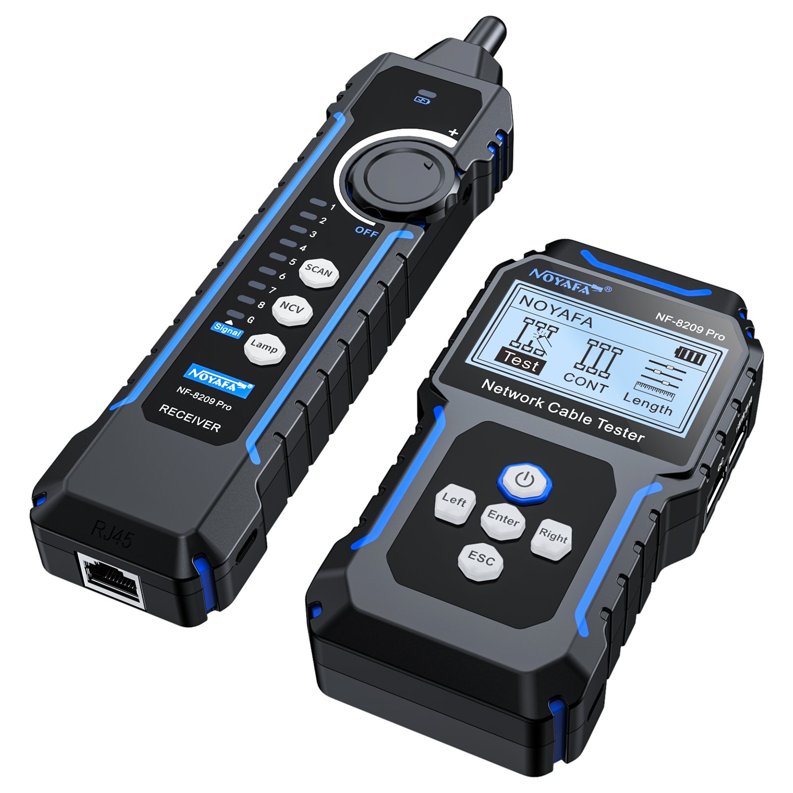 NOYAFA NF-8209Pro LCD Network cable locator length measure PoE tester break short circuit cross rj45 Connector receiver upgrade