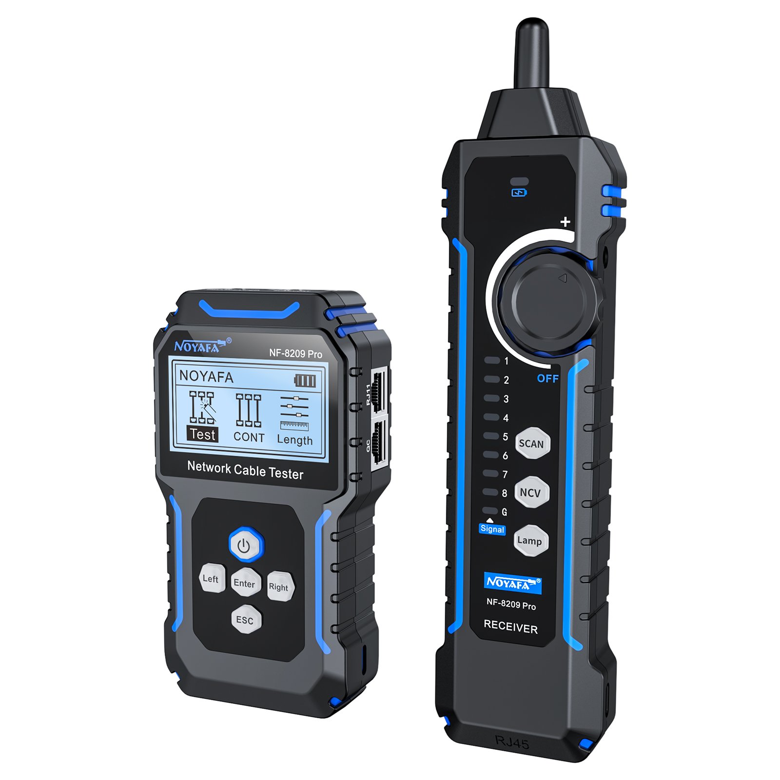 NOYAFA NF-8209Pro LCD Network cable locator length measure PoE tester break short circuit cross rj45 Connector receiver upgrade