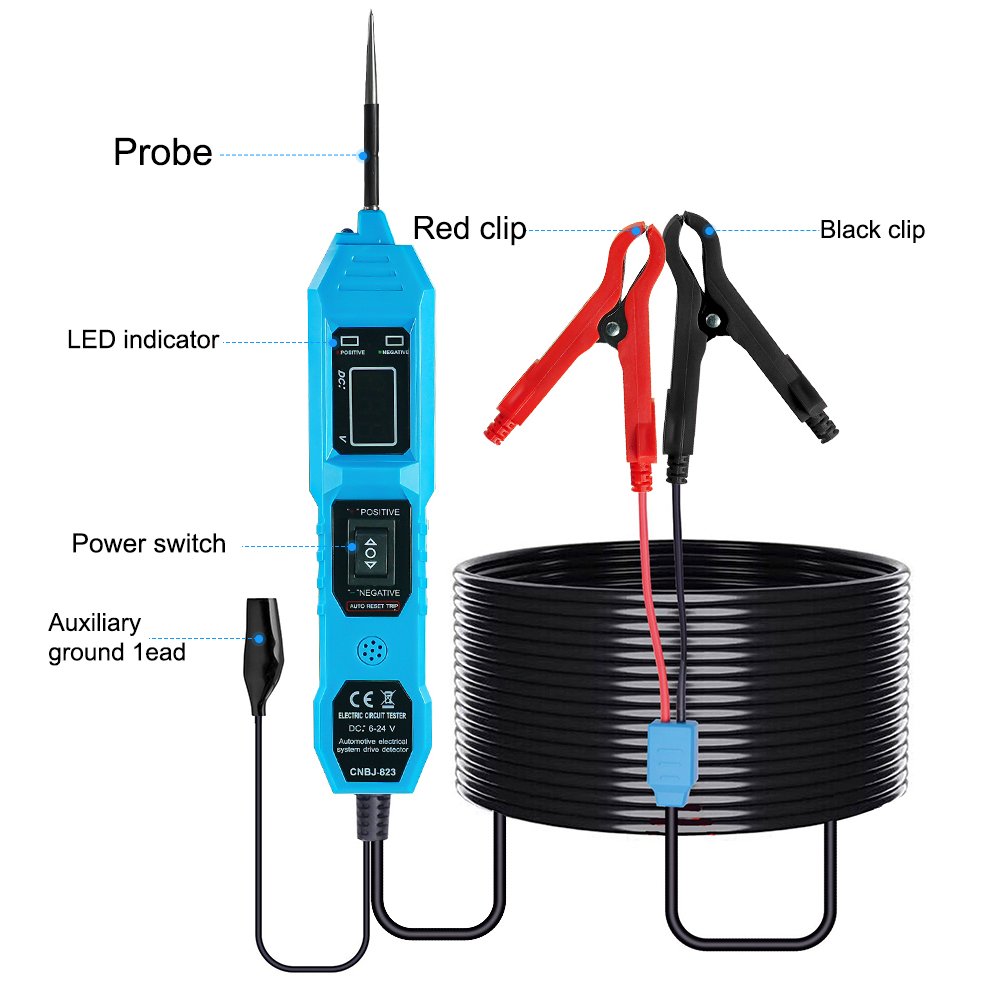 Circuit Tester, Automotive Electric Circuit Tester with Voltage Display LED Light, Car Power Circuit Probe Kit for 3.5-36V DC