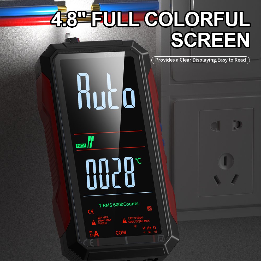 4.8" Full Colorful LCD Screen Displaying 6000 Counts Auto-ranging Digital Multimeter Multi Tester with Rechargeable Battery