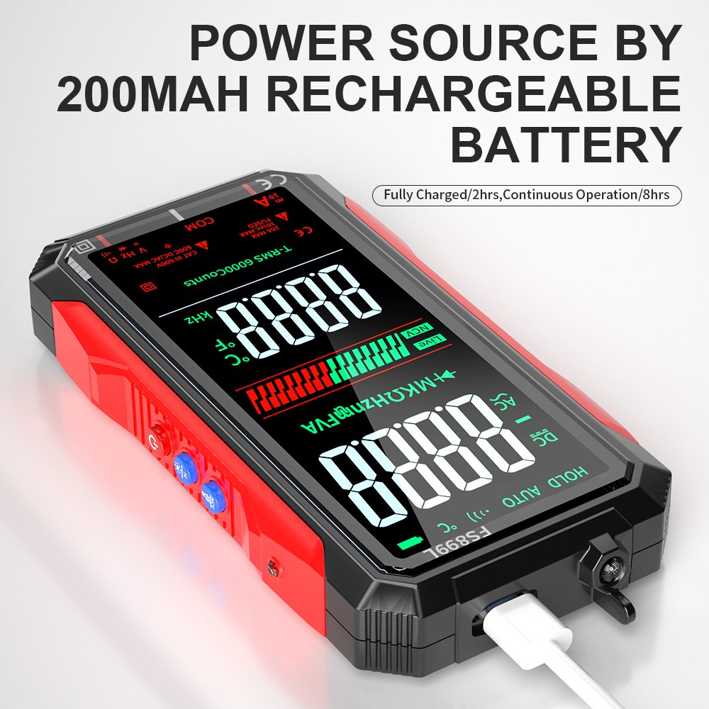 4.8" Full Colorful LCD Screen Displaying 6000 Counts Auto-ranging Digital Multimeter Multi Tester with Rechargeable Battery