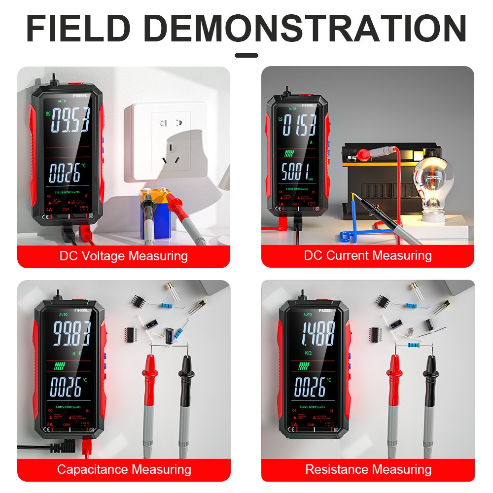 4.8" Full Colorful LCD Screen Displaying 6000 Counts Auto-ranging Digital Multimeter Multi Tester with Rechargeable Battery