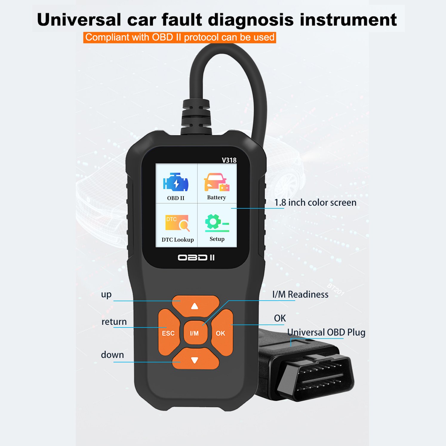 Nexest Full Function OBD II Auto Scanner Electric Car Engine Fault Diagnostic Code Reader Tool English Language Multi-model