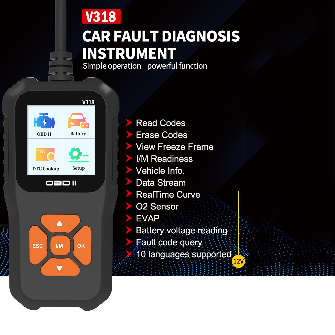 Nexest Full Function OBD II Auto Scanner Electric Car Engine Fault Diagnostic Code Reader Tool English Language Multi-model