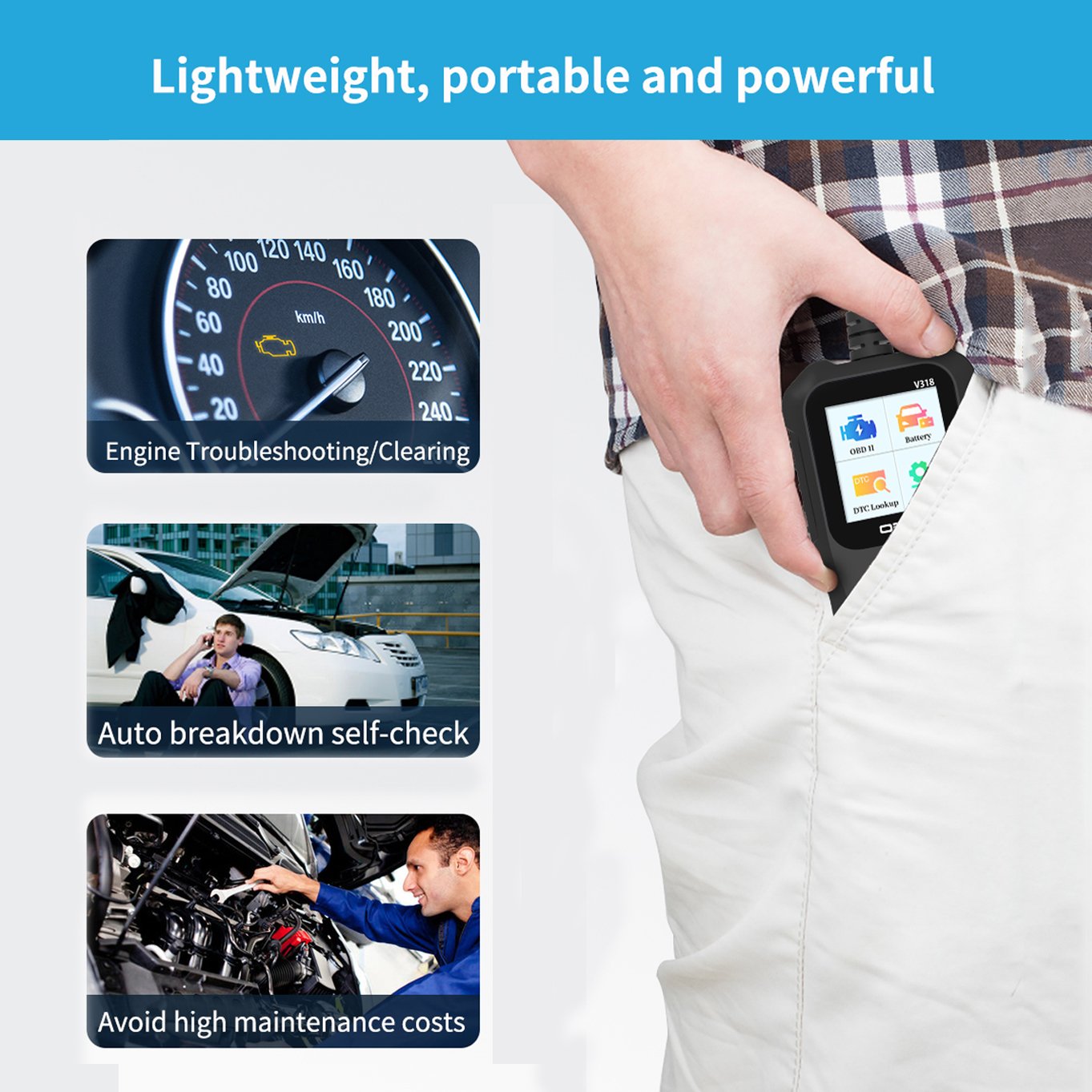 Nexest Full Function OBD II Auto Scanner Electric Car Engine Fault Diagnostic Code Reader Tool English Language Multi-model