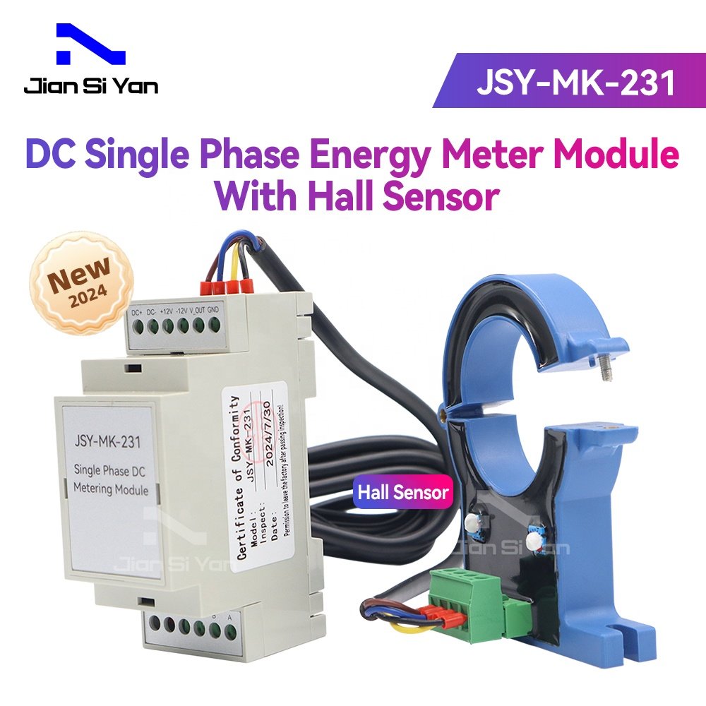 JSY-MK-231 Single Phase DC Energy Meter Module RS485 Modbus-RTU 35mm Din Rail Power Energy Metering With 100A Hall Sensor