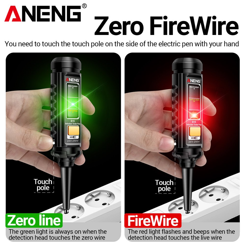 ANENG B15 DC Detection Tester One-word Screwdriver Indicator Light Meter Insulated Electrician Highlight Pocket Tester Pen Tools