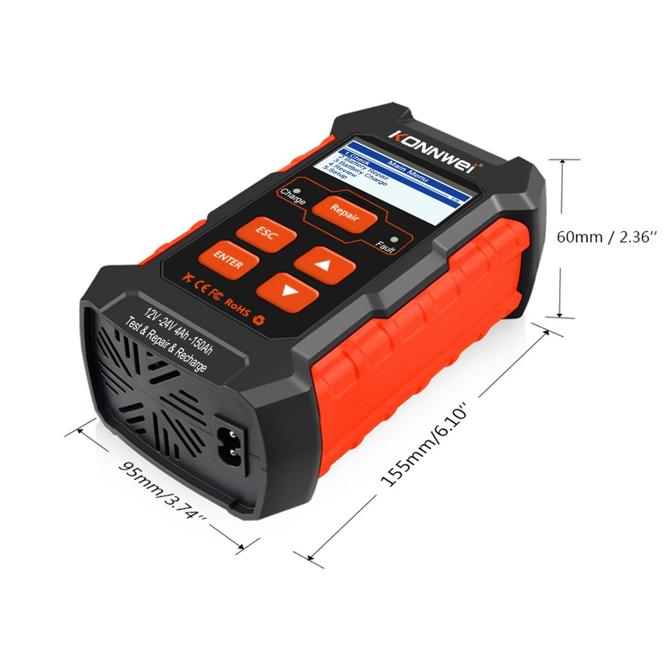 Konnwei KW520 12V 24V car recharge tool car battery tester Test Repair Recharge Battery Tester