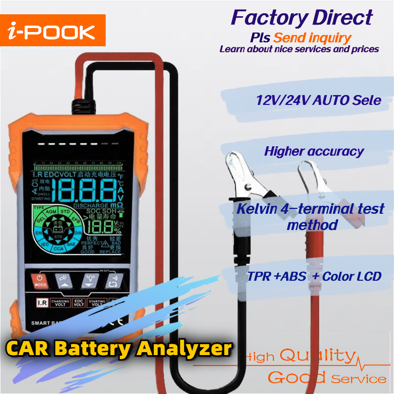 I-pook PK59A Basic 12V/24V Lead Acid CCA Vehicle Analyzer New digital car battery tester Automotive Car Battery Load Tester