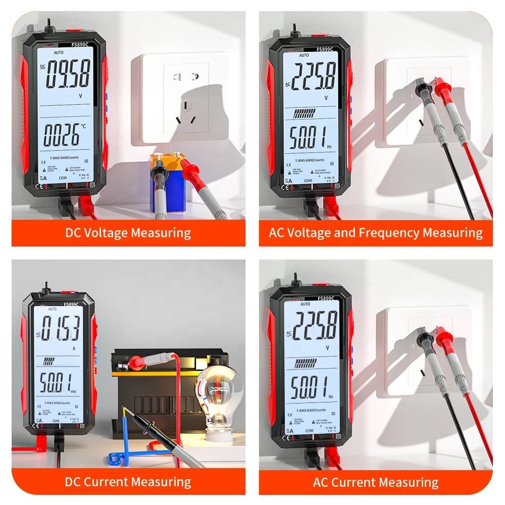 FS899C Super Full Screen Rechargeable 6000 Counts Auto Range Digital Professional Multimeter Easy to Read Easy to Operate
