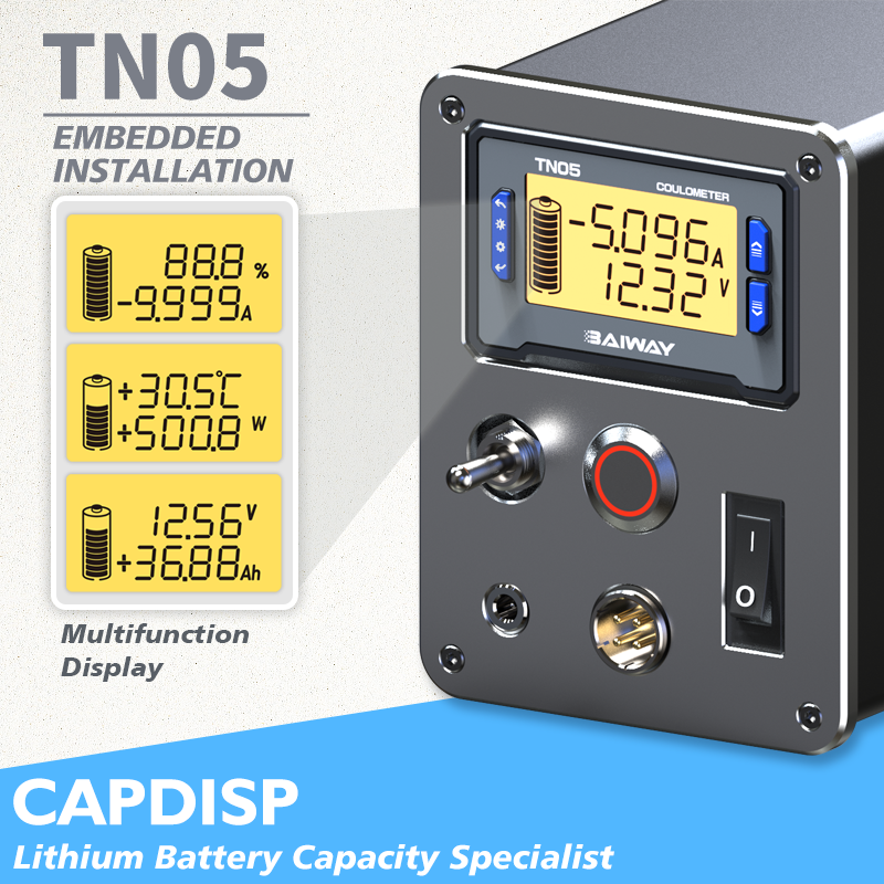 TN05 8-80V 50A High Precision Battery Capacity Tester Voltage Current Battery Monitor Indicator Coulomb Meter