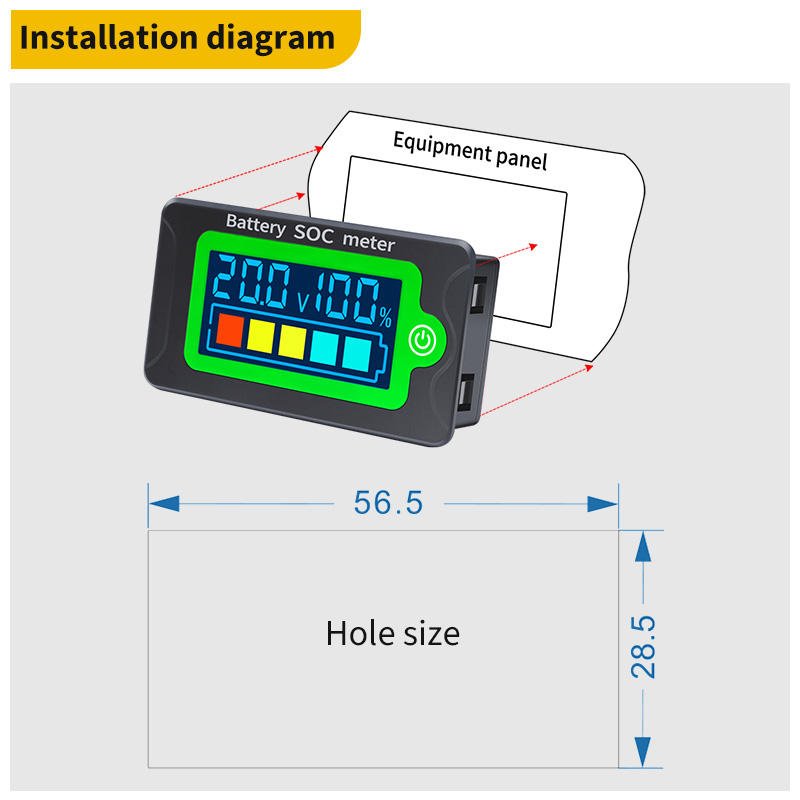 Xtester- PZEM-009 12V 24V 36V 48V 60V 72V Waterproof LCD Display Lithium Battery Capacity SOC Tester Customized