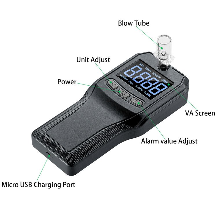 OEM ODM Factory Professional High Accurate VA Screen Display Alcohol Tester Alcohol Breathalyzer
