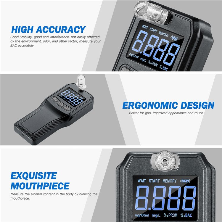 OEM ODM Factory Professional High Accurate VA Screen Display Alcohol Tester Alcohol Breathalyzer
