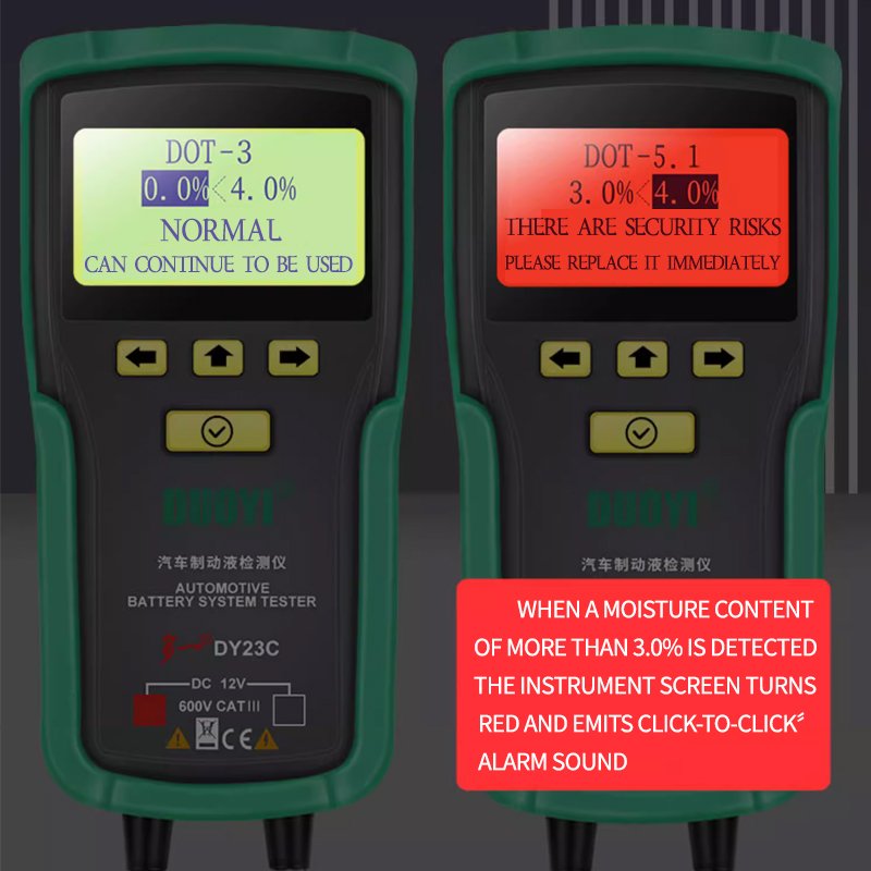 DUOYI DY23C Automotive Car Brake Fluid Tester Water Content Check Universal Oil Quality for Auto Vehicle DOT 3/4/5.1
