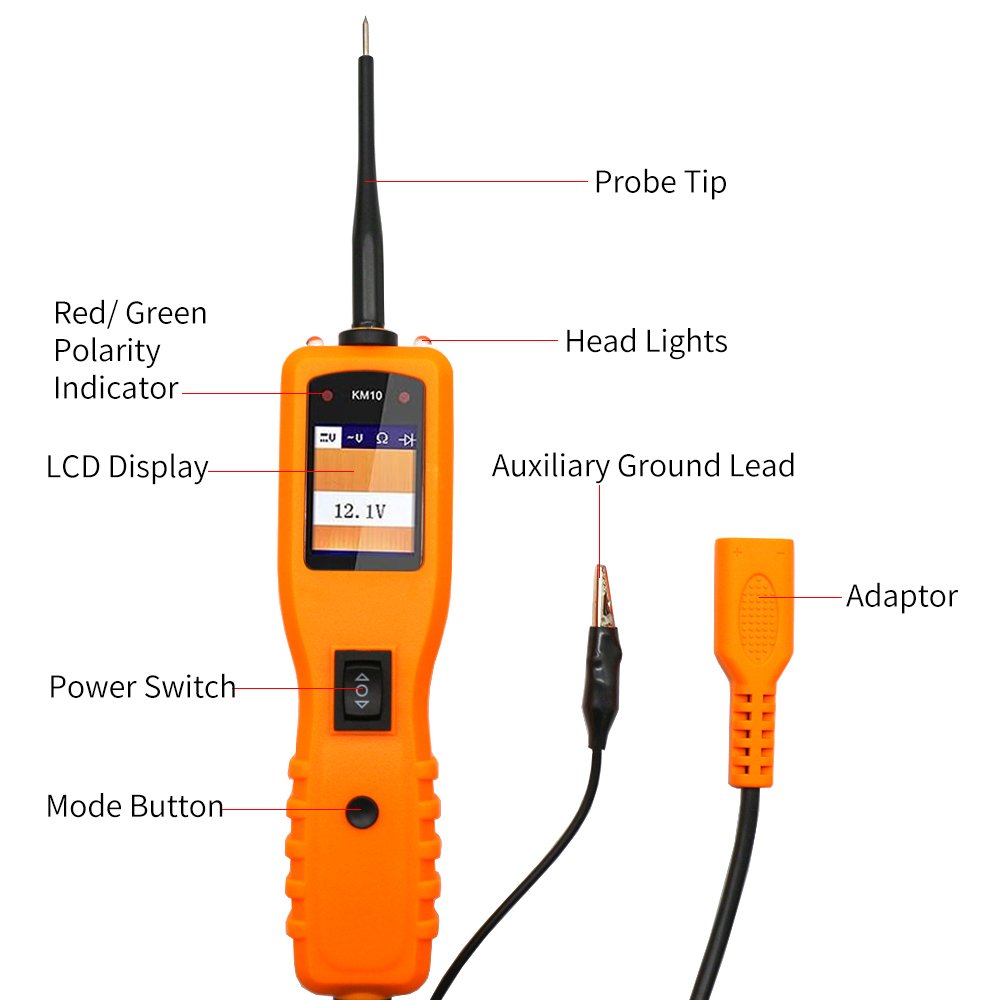 KZYEE KM10 Automotive Electrical System Diagnostic Scanner Multimeter Short Circuit Finder 12V 24V Automotive Circuit Tester