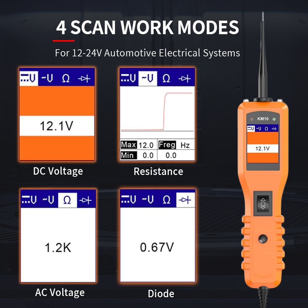KZYEE KM10 Automotive Electrical System Diagnostic Scanner Multimeter Short Circuit Finder 12V 24V Automotive Circuit Tester